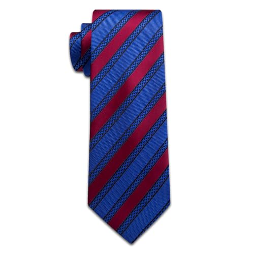 Image of YourTies Striped Ties for Men Classic Woven Silk Necktie with Handkerchief Cufflinks Set Formal Business Party Wedding