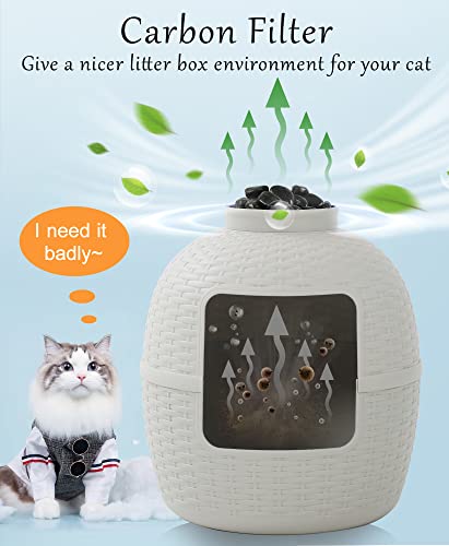 Keygarzone Plant Litter Box With Lid, Hidden Cat Litter Furniture With Rattan Pattern For Large Cat, Pp Material Waterproof, Easy Assemble & Clean #TOP1