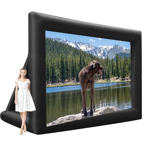 Pantalla de cine inflable portátil exterior con soplador y estacas 14x24