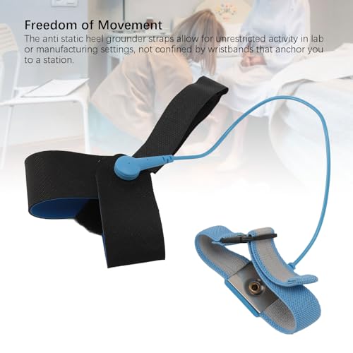 Image of 2 Pcs ESD One Size Fits All Anti Static Heel Grounder Straps, Adjustable ESD Shoes Straps with Buckle, Anti Static Foot Heel Straps for Grounding and Protecting Electronics Against Electric Shock