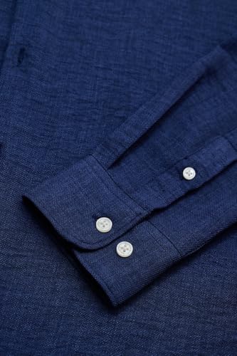 Image of SNITCH Navy Textured Collared Shirts