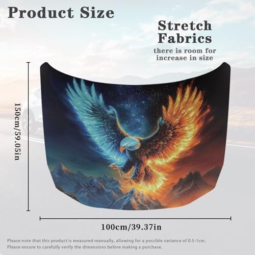 Image of Cool Bald Eagle Print Car Hood Cover Protector Stretchable Auto Hood Wraps Auto Banner Snowproof Automotive Exterior Accessories for Compact Sedan SUV Truck