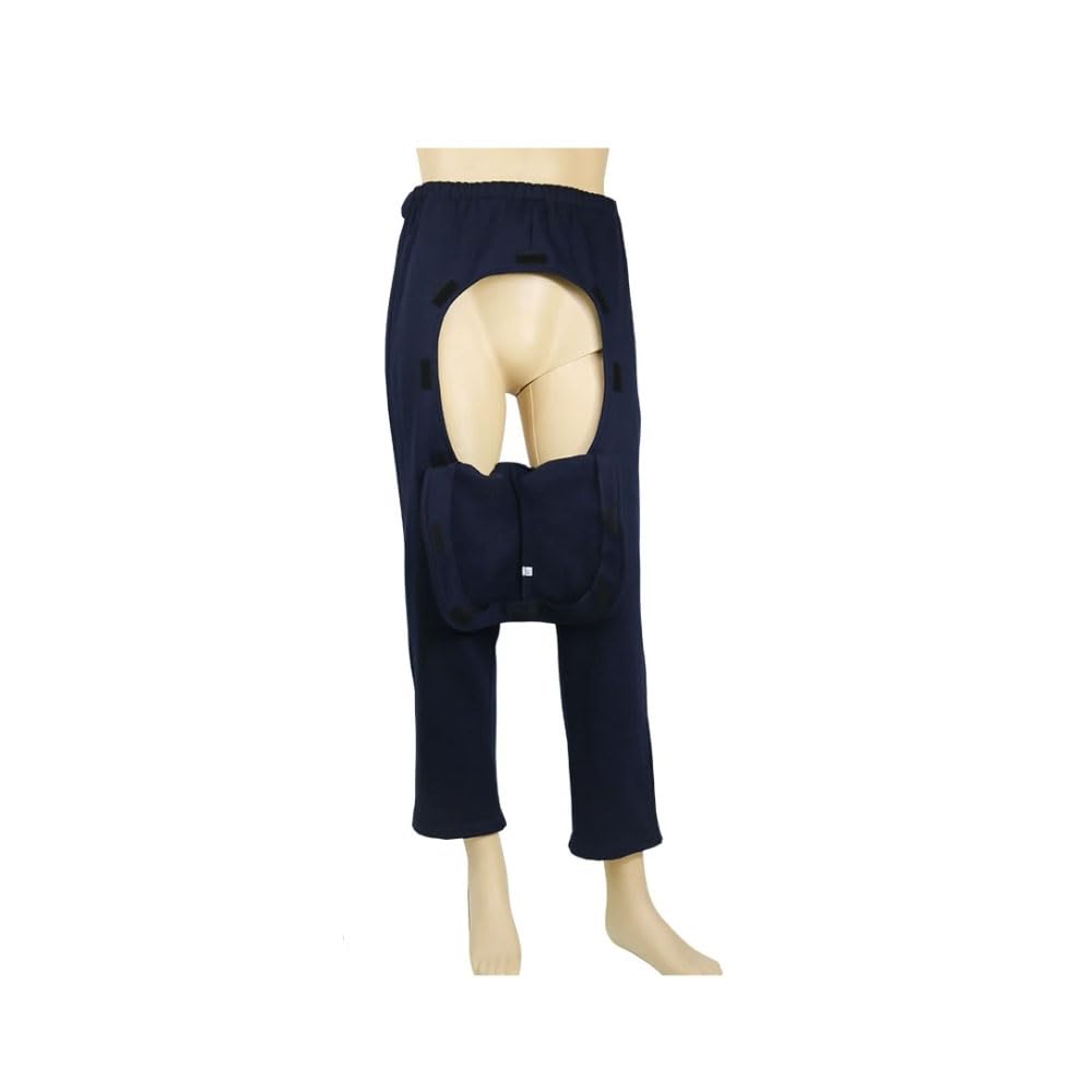 QINGDONGDZA Elderly Open Crotch Pants Paralysis Bedridden Incontinence Patient Urination Defecation Nursing Pajamas Fracture Care Clothes,Royal Blue,M