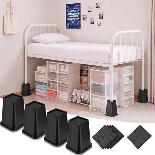 Novabright 8 Inch 4 Pack College Dorm Bed Risers,Black by Novabright - Used condition - US$29.17