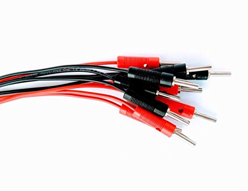 Lab Instruments 4mm Banana Plug to 2mm Banana Plug Red & Black 5 Pair 0.5 Meter Wire Length.