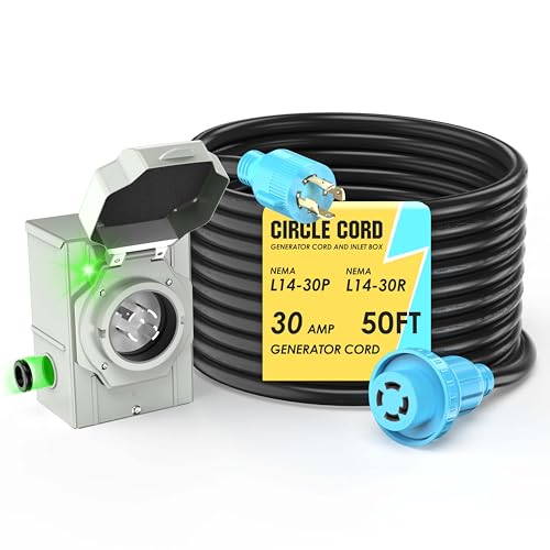 CircleCord 4 Prong 50 Feet 30 Amp Generator Extension Cord