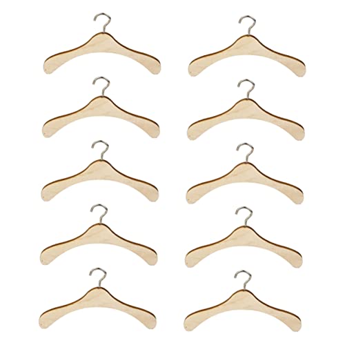 BESPORTBLE 10Pcs Wooden Doll Clothes Hangers Doll Garments Organizing Hangers for Doll Outfits Essential House Accessories for Tidying Doll Clothing