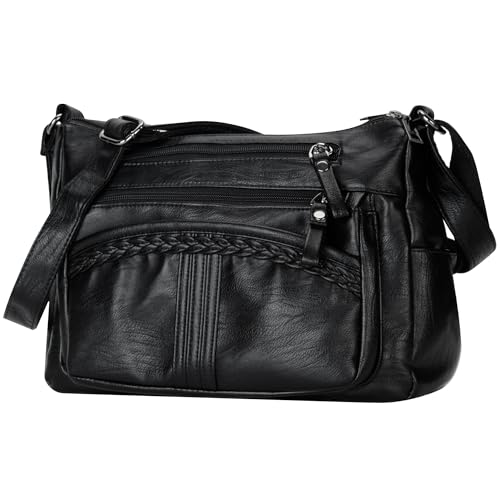 Image of ELDA Purses for Women Pocketbooks Soft PU Leather Ladies Crossbody Purse Multi Pocket Shoulder Bag