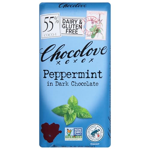 Chocolove Xoxox Premium Chocolate Bar - Dark Chocolate - Peppermint - 3.2 Oz Bars - Case Of 12