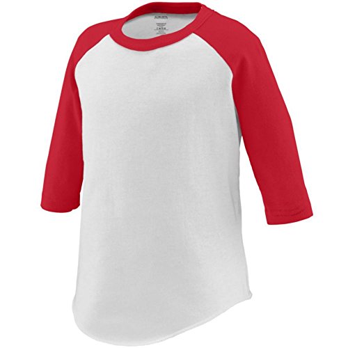 Augusta Activewear Baseball Jersey - Toddler, White/Red, 4T