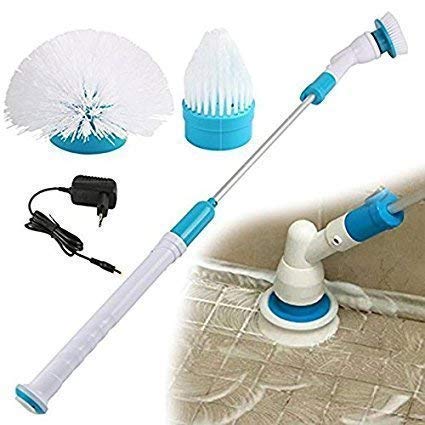 EMNDR Plastic Electric Spin Scrubber Machine Floor Cleaning Bathroom Tiles Cleaner Tool with 3 Replaceable Brushes and Long Extension Handle | White, 54X14.8X10 cm-image-16