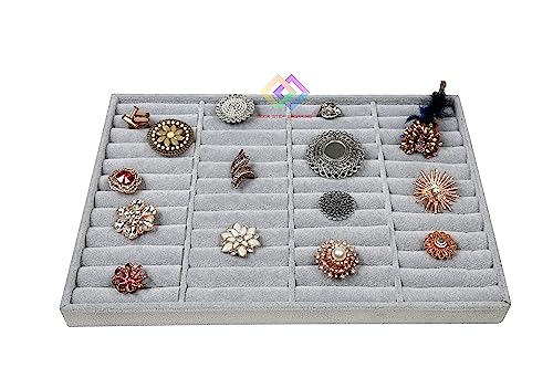 Image of 44 Kada Ring Velvet Jewelry Drawer Organizer Tray Stackable Jewelry Tray For Drawer And Storage Display, Grey