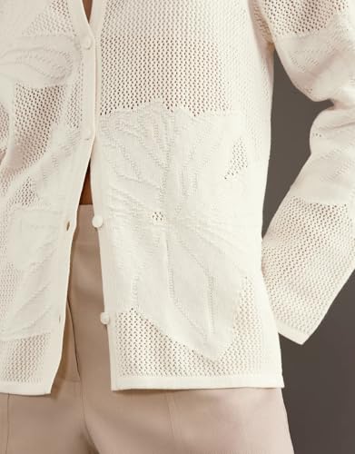 Image of Kedera Women's Crochet Cardigan Sweaters 2025 White Lightweight Shirt Casual Hollowed-Out Knit Sweater Tops
