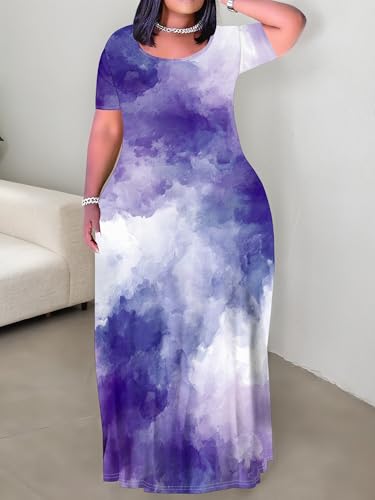Image of Plus Size Maxi Dresses for Curvy Women T-Shirt Summer Sun Dresses Loose Fit