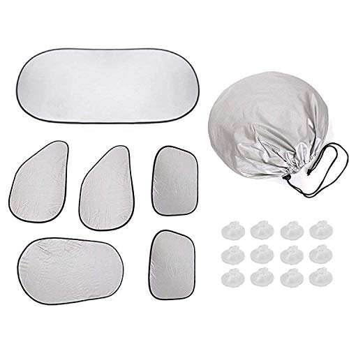 XBRN 6 Pcs Car Windshield Sunshade UV Protector Folding Silvering,Car Window Sun Shade Visor Shield Cover, Sun Shade UV Reflector, Keeps Vehicle Cool, Sun Protection for Baby Auto Car SUV - Thumbnail 4