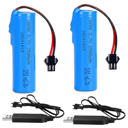 HaiNXC DC 3.7V 2500mAh Li Rechargeable Battery for Double Sided RC Stunt Car, Small RC Boat, Tumbling Amphibious RC Truck, Toy Car Size 2.67 * 0.7inch