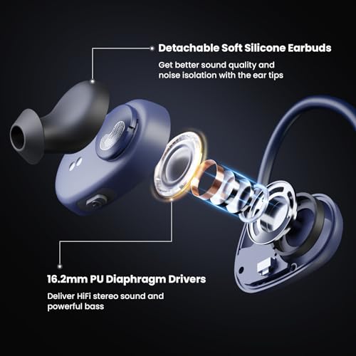 Image of BASN AirS1 Air Conduction Headphones Open-Ear Bluetooth 5.3 Earbuds, Wireless ENC Sport Earphones with 16.2mm Driver, IPX5 Waterproof Headsets for Running,Cycling,Workout (Blue)
