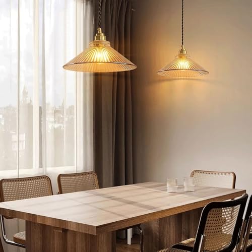 Luminaires de plafond encastrés rétro et suspension en verre rayé HAIDU - 3
