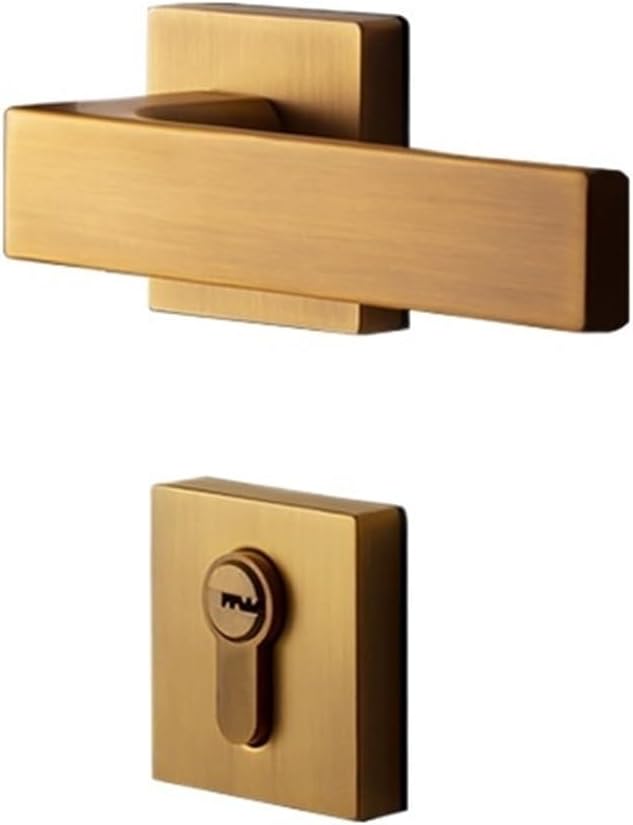 Minimalist Door Lock Modern Minimalist Bedroom Room Wooden Door Handle Silent Bathroom Indoor Lock(A Style Elegant Black)