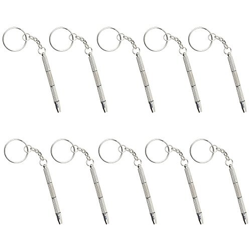 Eyeglass Repair kit, Mini 4-in-1 Screwdriver Keychain Glasses Frame Repair Tool, Tightens and Fixes Sunlasses, Watches, Toys & Other Small Items -10 Pack- by OptiPlix
