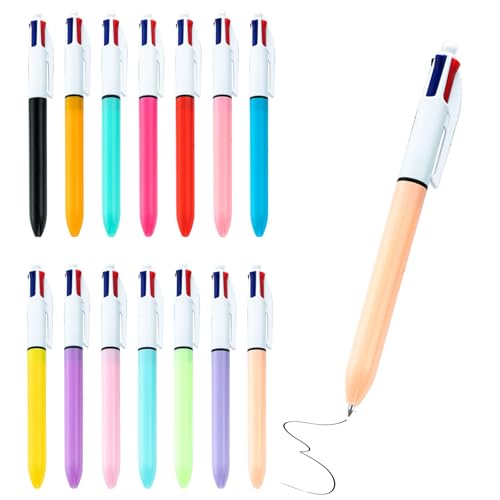 Wqafe 14 Stück 4 Farben Kugelschreiber Mehrfarbiger Kugelschreibers 4 in 1 Einziehbarer Kugelschreiber 1mm Multicolor Ballpoint Pen Stifte für Büro Home Schule Krankenschwester Zubehör