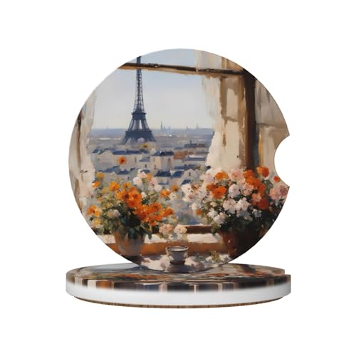 Schöne Pylons in The Distance Auto-Getränkehalter-Untersetzer, 2-teiliges Set, 6,4 cm, Keramik-Kork-Boden, geeignet für Getränke, Tassen, Heimdekoration