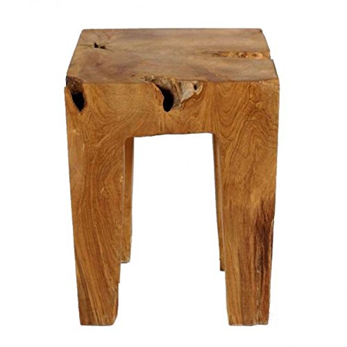Madera de Teca – Taburete mesa auxiliar teca raíz taburete cuadrado – Barnizado 40 cm