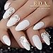 EDA LUXURY BEAUTY White Matte Rhinestones Press On Nails With Design - Glue on Nails With Crystals, Acrylic Nails & Fake Nails For Nail Art - Long False Nails, Stiletto Nails, Stick On Nails With 3d Nail Charms