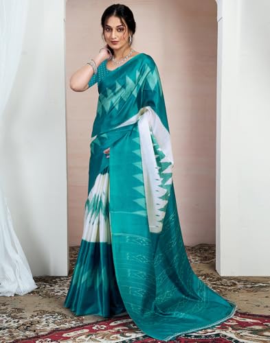 Image of SIRIL Women's Cotton Printed Saree With Unstitched Blouse Piece