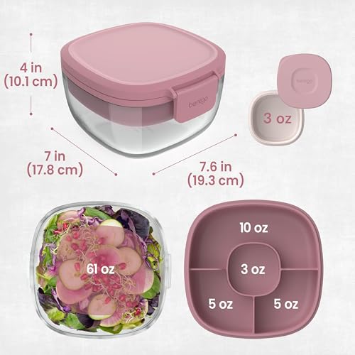 Image of Bentgo Glass Salad Container with Airtight Lid & Leak-Proof Sauce Cup