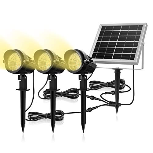 Spots Solaire LED jardin MEIKEE 3 en 1, éclairage solaire extérieur 3000k 6v/3w puissant, lumières décoratives chemins solaire étanche IP66 pour arrière-cours, pelouse, terrasse et allées (3 pack)