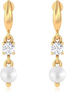Unniyarcha White Zircon Pearl Drop Earrings for Women, Gold Plated Hypoallergenic Handcrafted 925 Sterling Silver Jeweller... Price In India