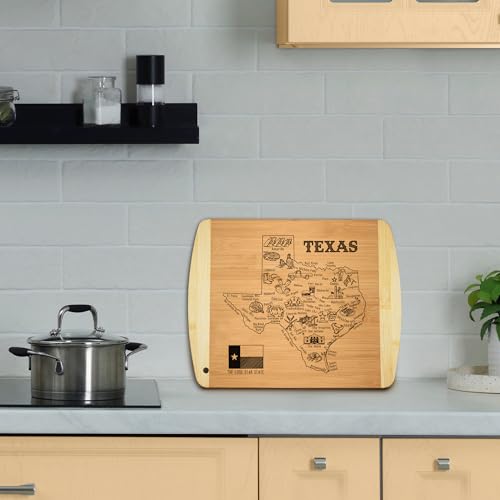 Tabla de cortar rectangular de bambú con mapa de Texas miniatura 4