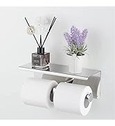 Yalikop Recessed Toilet Paper Holder With Storage Shelf - Stainless Steel, Matte Grey, In-Wall Mount