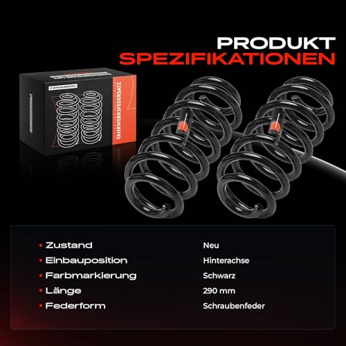 Frankberg 2x Fahrwerksfeder Hinterachse Links Rechts Kompatibel mit A3 8P1 2003-2012 A3 Sportback 8PA 2004-2013 Replace# RA7054
