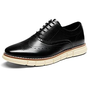Bruno Marc Men's Crossflex Dress Sneakers Wingtip Derby Casual Oxford Formal Shoes 6.5 Wide Black-wing