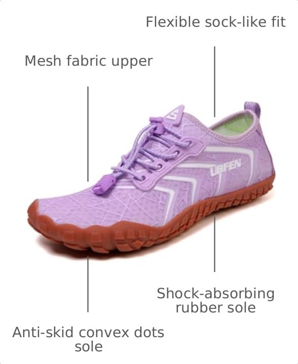Image of UBFEN Water Shoes for Men Women Quick Dry Swim Aqua Socks | Lightweight Barefoot-style Fit, Rubber Sole, Hiking, Fishing, Kayaking, Beach, Pool, Boating, Diving And Water-to-land Wear