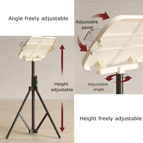 Treppiede regolabile da terra per lettura, capacità di carico 10 kg, altezza 68-158 cm, per foto, ricette e spartiti