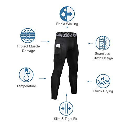 YUSHOW 2 Pack Mens Thermal Pants Men Running Tights Workout Leggings, Thermal Bottoms for Men Sports Compression Base Layer3