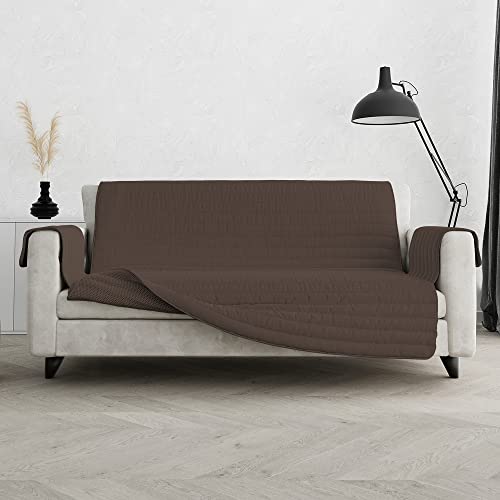 Housse de canapé Cozy antidérapante imperméable 3 places marron