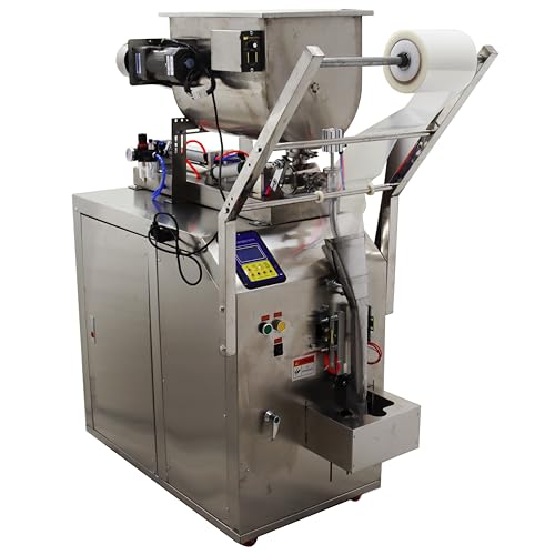 LGXEnzhuo 10-100ml Automatic Quantitative Filling Machine with Horizontal Mixing Hopper for Sauces Pastes Chili Sauce Packing Bag Sealing Stainless Steel 110V