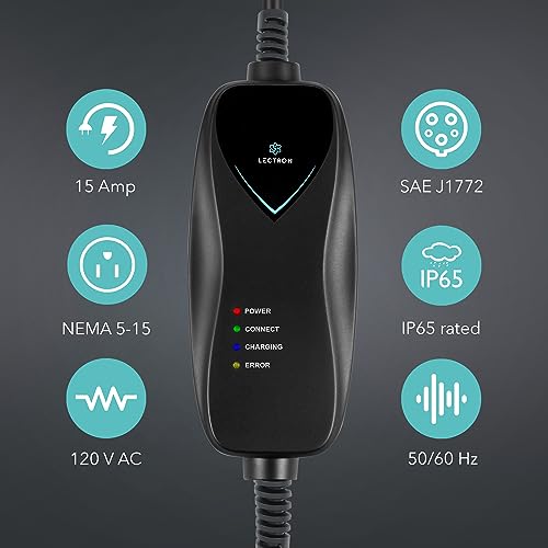 Lectron EV Charger, 16 ft Extension Cord & J1772 Cable - Portable Electric Car Charger for J1772 EVs and Plug-in Hybrid Vehicles