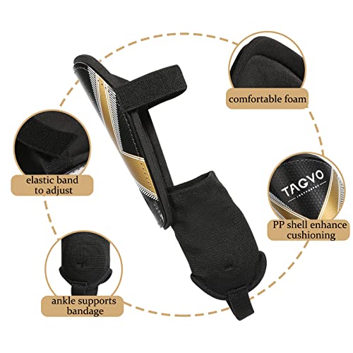 Image of TAGVO Soccer Shin Guards, Kids Youth Adults Soccer Gear with Ankle Sleeves, Soccer Equipment Protection with Hard Protective Shell for Boys Girls