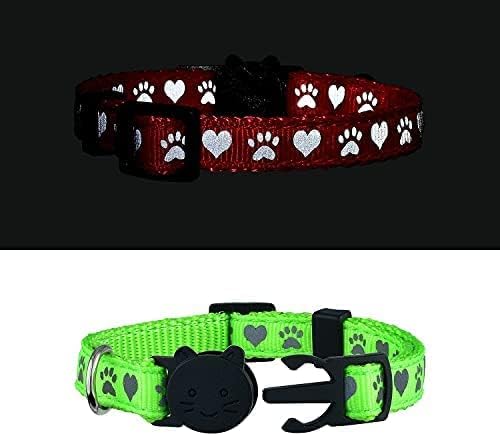 Miniatura 3 de Collar reflectante para gato con campana, juego de 6, collares sólidos y seguros para gatos, nailon, colores mezclados, collar para mascotas, collar