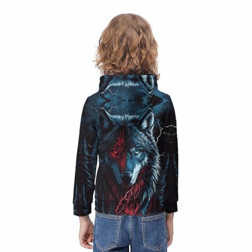 Pull décontracté loup à capuche vêtement de mi-saison pour le collège - 4