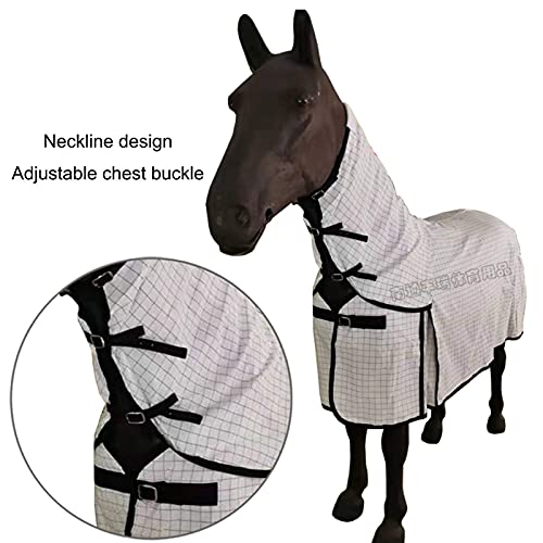 Horse Turnout Blanket Breathable Sweat-Absorbent Comfortable Horse Care Blanket with Neck Lightweight Cotton Rug Horse Equestrian Supplies (130cm) - Afbeelding 7