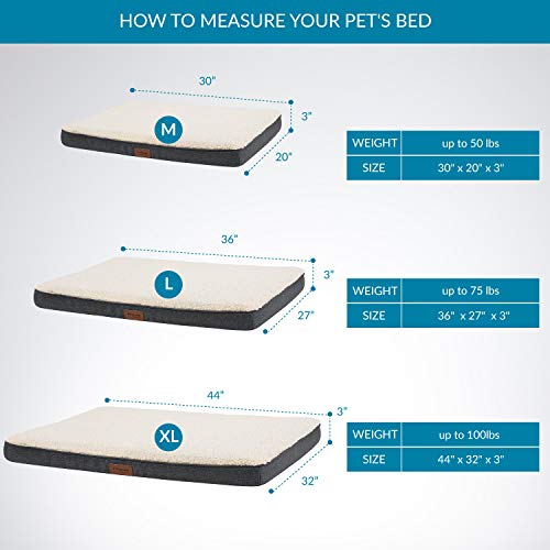 Petsure Orthopedic Dog Bed (L, 36x27x3 inches) for Small, Medium, Large Pets Up to 75 lbs - Foam Dog Bed with Plush Sherpa Top - Washable Cover - Grey - Thumbnail 6