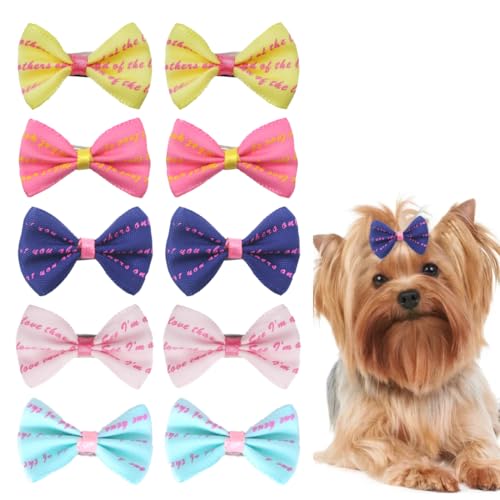 WUFKOP Set de 10 Noeuds à Cheveux pour Chien avec Clips, Lot Coloré de Barrettes et Accessoires...