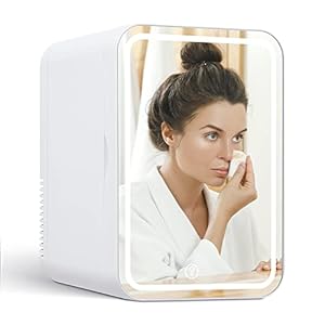 softeen Mini Fridge with Light Up Mirror, Easy Operation with Touch Key and Adjustable Brightness (3 Modes, Warm White…