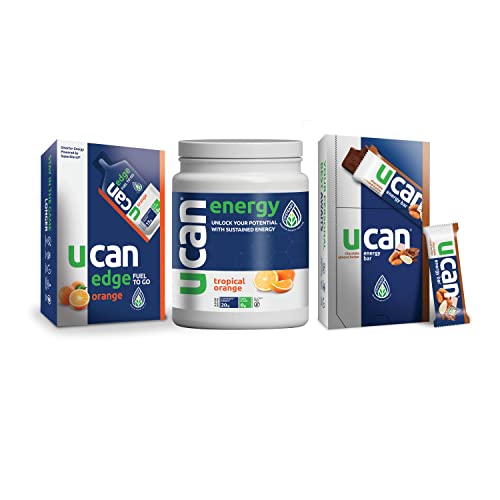 Ucan Orange Edge, Orange Energy Powder, & Chocolate Almond Bars - Sugar Free Pre Workout Powder For Men & Women Bundle - No Added Sugar, Soy-Free, Non-Gmo, Vegan, Gluten-Free, & Keto-Friendly #TOP21